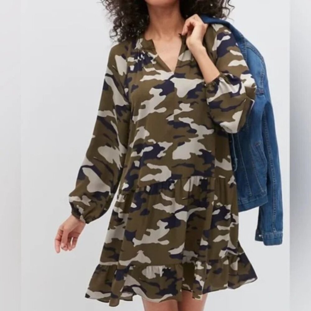 Banana Republic Camouflage Long Sleeve Dress Size Medium